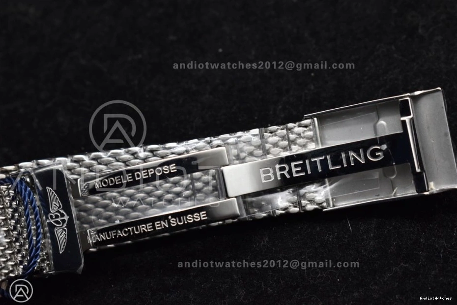 Dial Ceramic A on SS White II BLSF 42mm Blue SS Bezel Bracelet 1186 Mesh Heritage Soft SuperOcean 0309